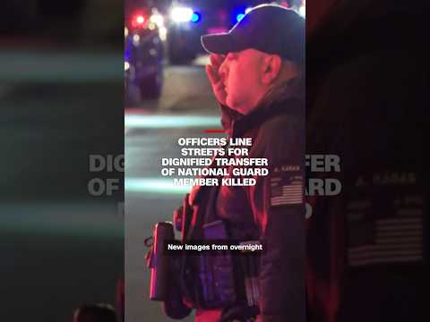 Officers line streets for dignified transfer of National Guard member killed
