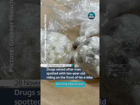 Drugs have been seized after a man was spotted riding with a ten-year-old on the front of his e-bike