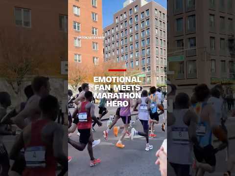Emotional fan meets marathon hero