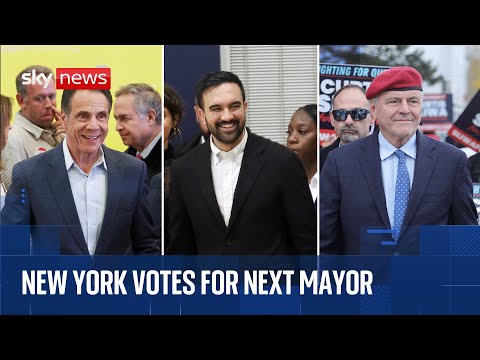 New Yorkers head to the polls as Mamdani, Sliwa & Cuomo battle to become mayor | Sky News coverage