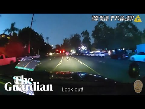Dashcam footage shows moments before LAPD officers fatally strike skateboarder with car