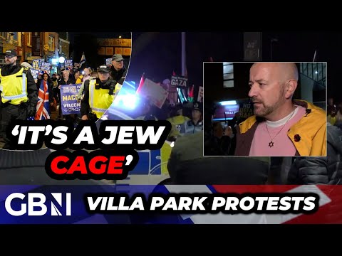 WATCH: Pro-Israel protesters put in ‘Jew cage’ after ‘death to IDF’ chants ring out at Villa Park