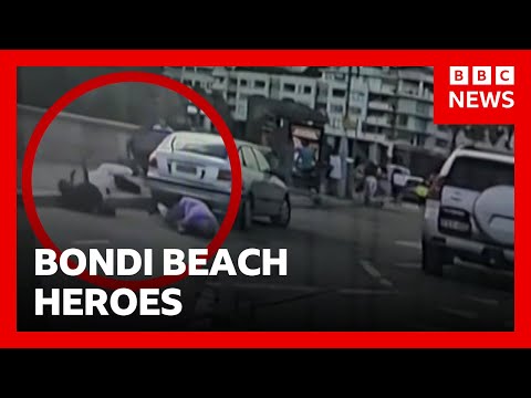 Bondi Beach dashcam footage shows hero couple tried to stop gunman before being killed | BBC News
