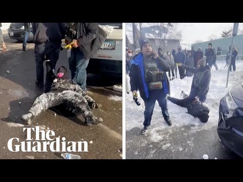 Bystanders throw snowballs at ICE agents dragging woman on the ground in Minneapolis