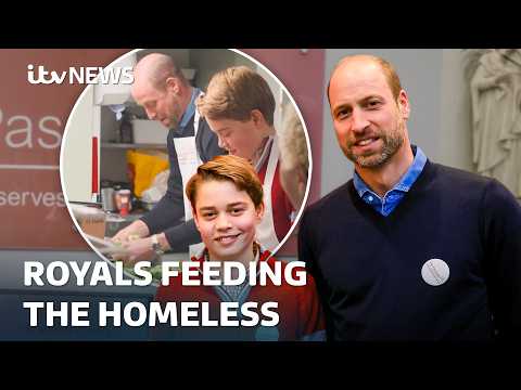 Prince William and Prince George help cook Christmas lunch for the homeless in London | ITV News