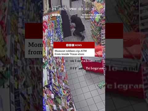Moment robbers rip ATM from inside Texas store. #Dallas #Texas #Crime #BBCNews