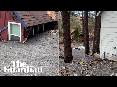 Footage shows homes buried in mud after California floods