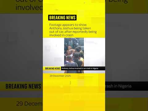 Footage appears shows Anthony Joshua being taking out of car after reportedly being solved in crash