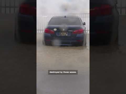 Strong winds from storm whip up massive waves on Lake Erie