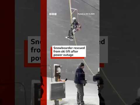 Snowboarder rescued from broken down ski lift in Wisconsin. #Snow #BBCNews