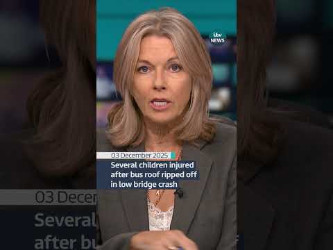 Several children injured after bus roof ripped off in low bridge crash