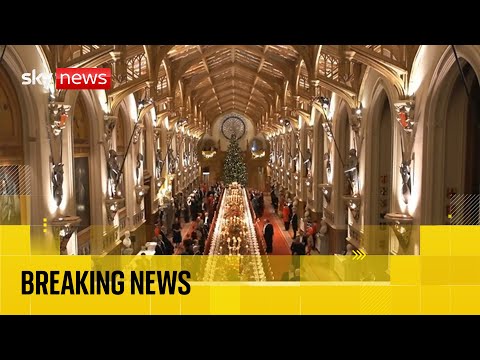 King hosts state banquet for German president at Windsor Castle
