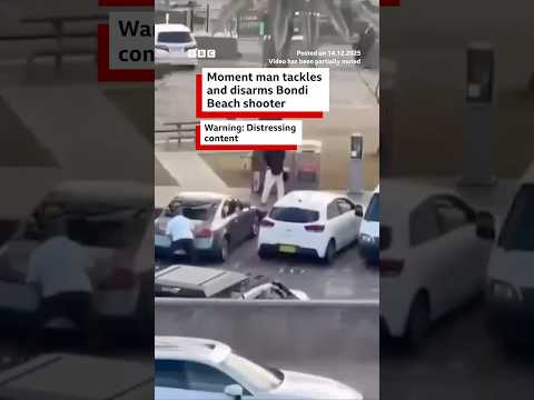 Eyewitness captures moment man tackles and disarms Bondi Beach shooter. #Australia #BBCNews