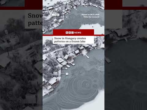 These patterns formed across a frozen lake as temperatures plummeted in Hungary. #Hungary #BBCNews