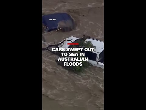 Cars swept out to sea in Australian floods