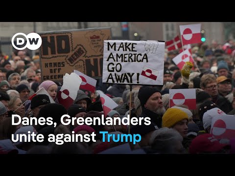 Danes, Greenlanders protest Trump plan as EU leaders show outrage over tariff threat | DW News