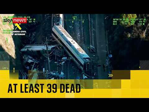 New aerial images of train derailment in Spain