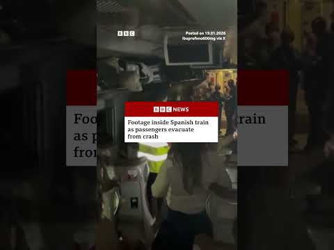 Footage inside Spanish train as passengers evacuate from crash. #Spain #Train #BBCNews
