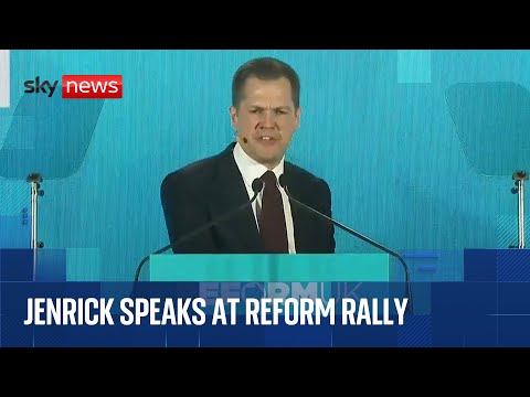 Robert Jenrick joins Nigel Farage at Reform rally in Newark | Watch live