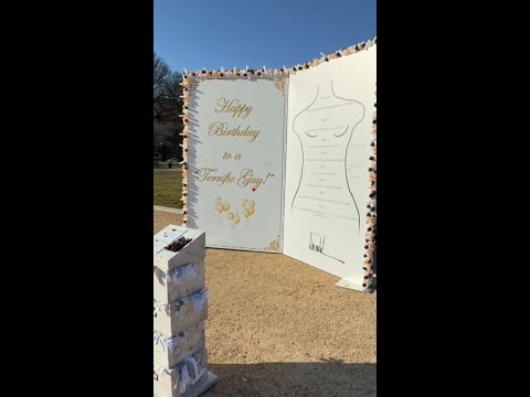 Giant replica of Trump’s alleged birthday note to Epstein pops up