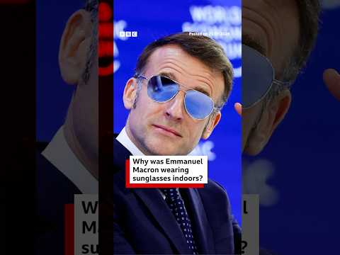 Why was French President Emmanuel Macron wearing aviator sunglasses at the Davos summit? #BBCNews