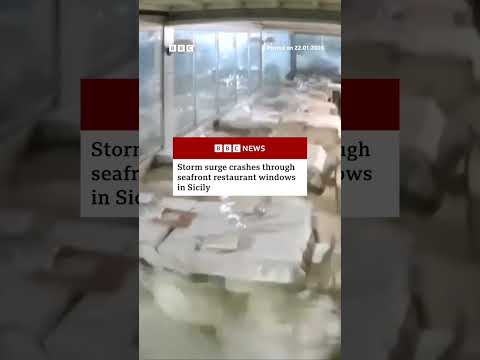 Storm surge crashes through seafront restaurant in Sicily. #Sicily #Weather #BBCNews