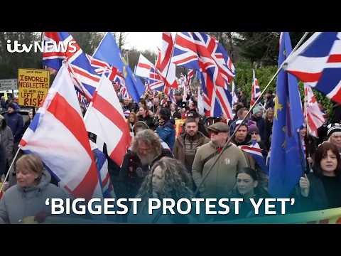 Crowborough: ‘Biggest protest yet’ as first migrants move into barracks | ITV News