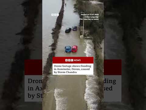 Drone footage shows flooding caused by Storm Chandra. #StormChandra #BBCNews