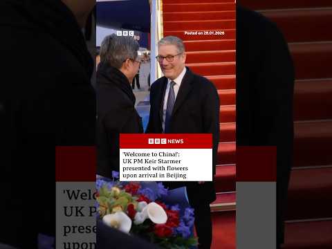 UK PM given flowers on arrival in China. #China #UK #BBCNews