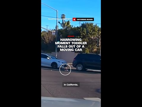 Harrowing moment toddler falls out of a moving car