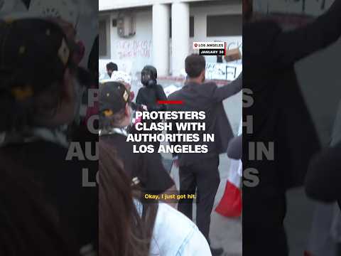 Protesters clash with authorities during LA protest