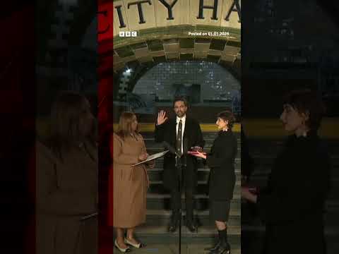 Zohran Mamdani sworn in as New York mayor. #ZohranMamdani #NewYork #BBCNews