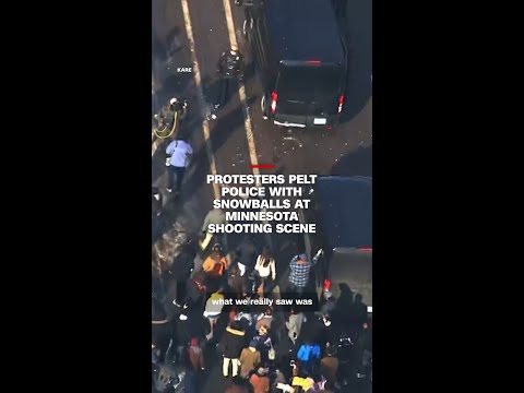 Protesters pelt police with snowballs at Minnesota shooting scene