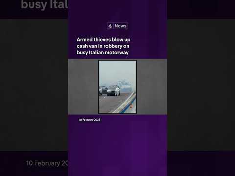 Armed thieves blow up cash van in robbery on busy Italian motorway