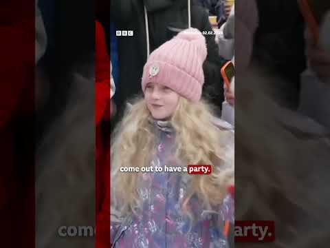 Frozen river hosts dance party in Kyiv. #Kyiv #Ukraine #Party #BBCNews