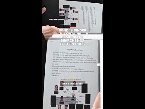 Bondi’s binder contains Democrat’s searches of Epstein docs