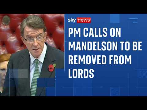 Prime minister says Mandelson should be stripped of his peerage over Epstein revelations