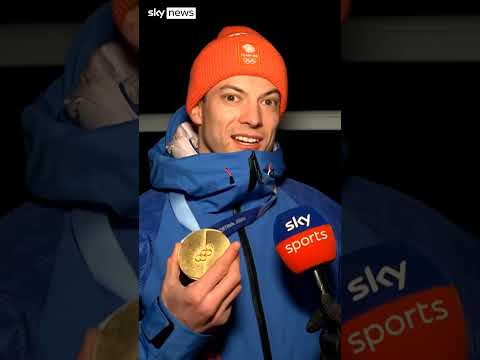 Matt Weston and Tabby Stoecker react to winning skeleton gold at Winter Olympics