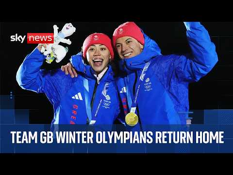 Team GB athletes return home from Winter Olympics after record-equalling medal tally