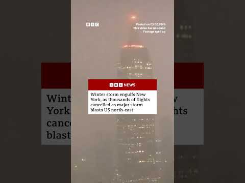 Winter storm engulfs New York, as thousands of flights cancelled. #Snow #Weather #NewYork #BBCNews