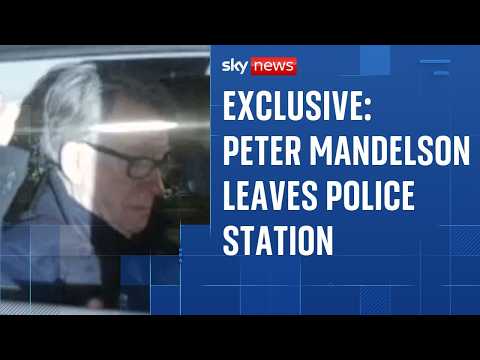 EXCLUSIVE: Peter Mandelson leaves Wandsworth police station after arrest