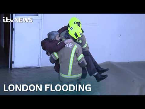 Busy London road submerged after burst water pipe sparks major flooding | ITV News