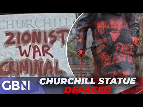 ‘DISGUSTING!’ |  Winston Churchill statue DEFACED by activists in Parliament Square