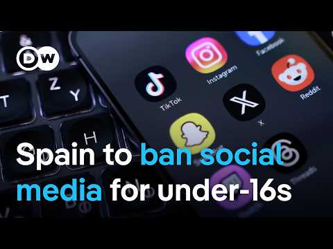 Spain becomes latest country to announce plans to ban social media for minors under 16 | DW News