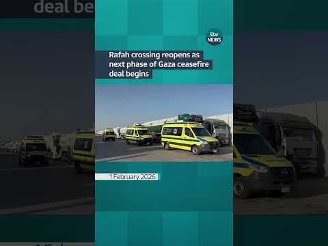 Rafah crossing reopens as next phase of Gaza ceasefire deal begins #itvnews #news