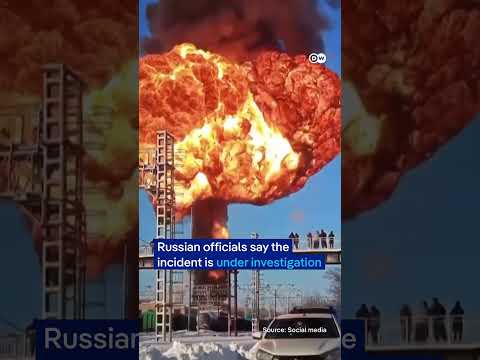 Russian train explodes in huge fireball | DW News