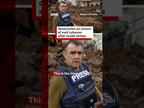 Destruction on streets of east Lebanon after Israeli strikes. #Lebanon #BBCNews