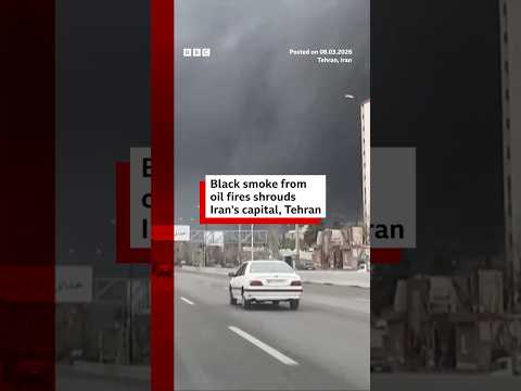 Black smoke from oil fires shrouds Iran’s capital Tehran. #Iran #BBCNews