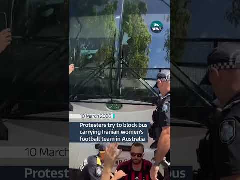 Protesters try to block bus carrying Iranian women’s football team in Australia