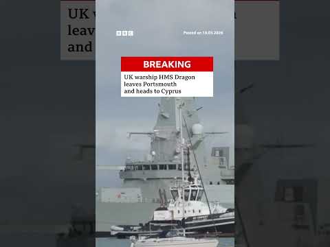 British warship HMS Dragon departs the UK, heading to the Eastern Mediterranean. #Iran #BBCNews